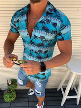 Camisa informal con cuello en V y estampado de coco para hombre